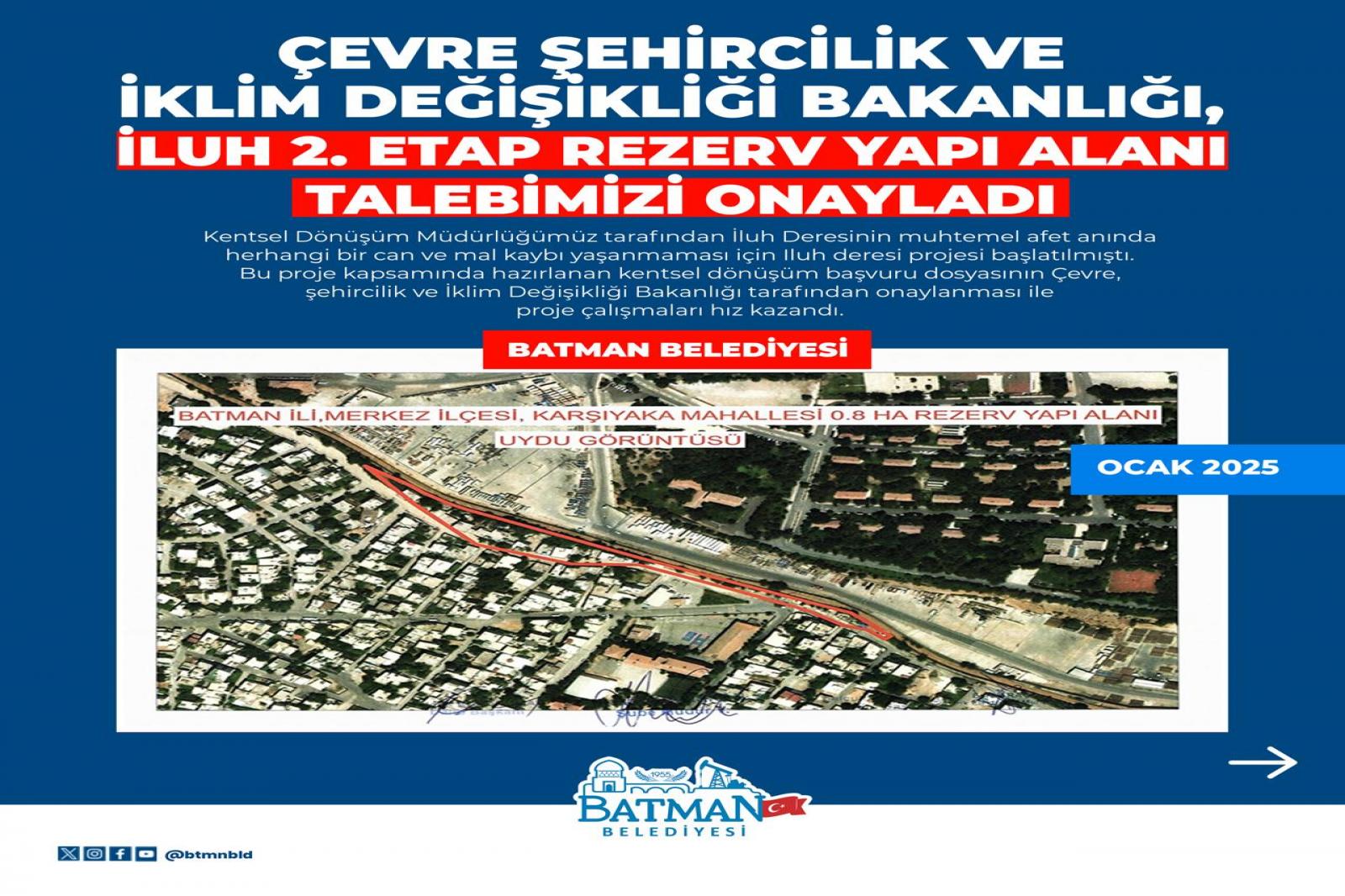 ÇEVRE ŞEHİRCİLİK VE İKLİM DEĞİŞİKLİĞİ BAKANLIĞI, İLUH 2. ETAP REZERV YAPI ALANI TALEBİMİZİ ONAYLADI