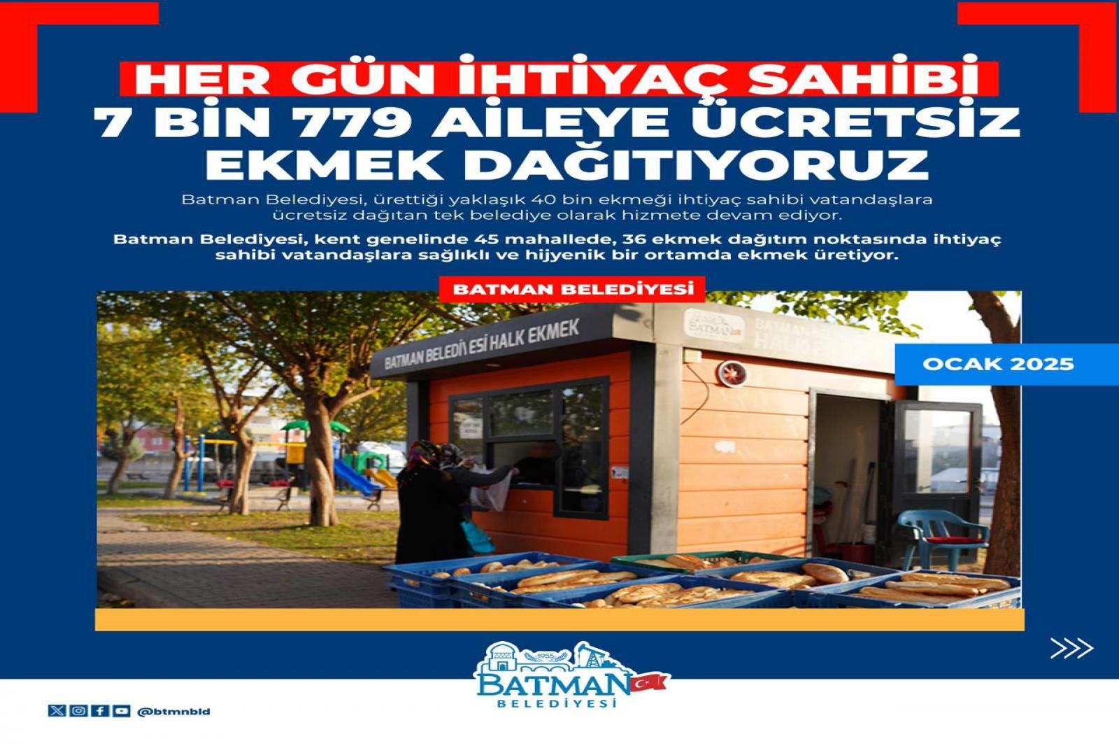 7 BİN 779 AİLE ÜCRETSİZ EKMEKTEN FAYDALANIYOR