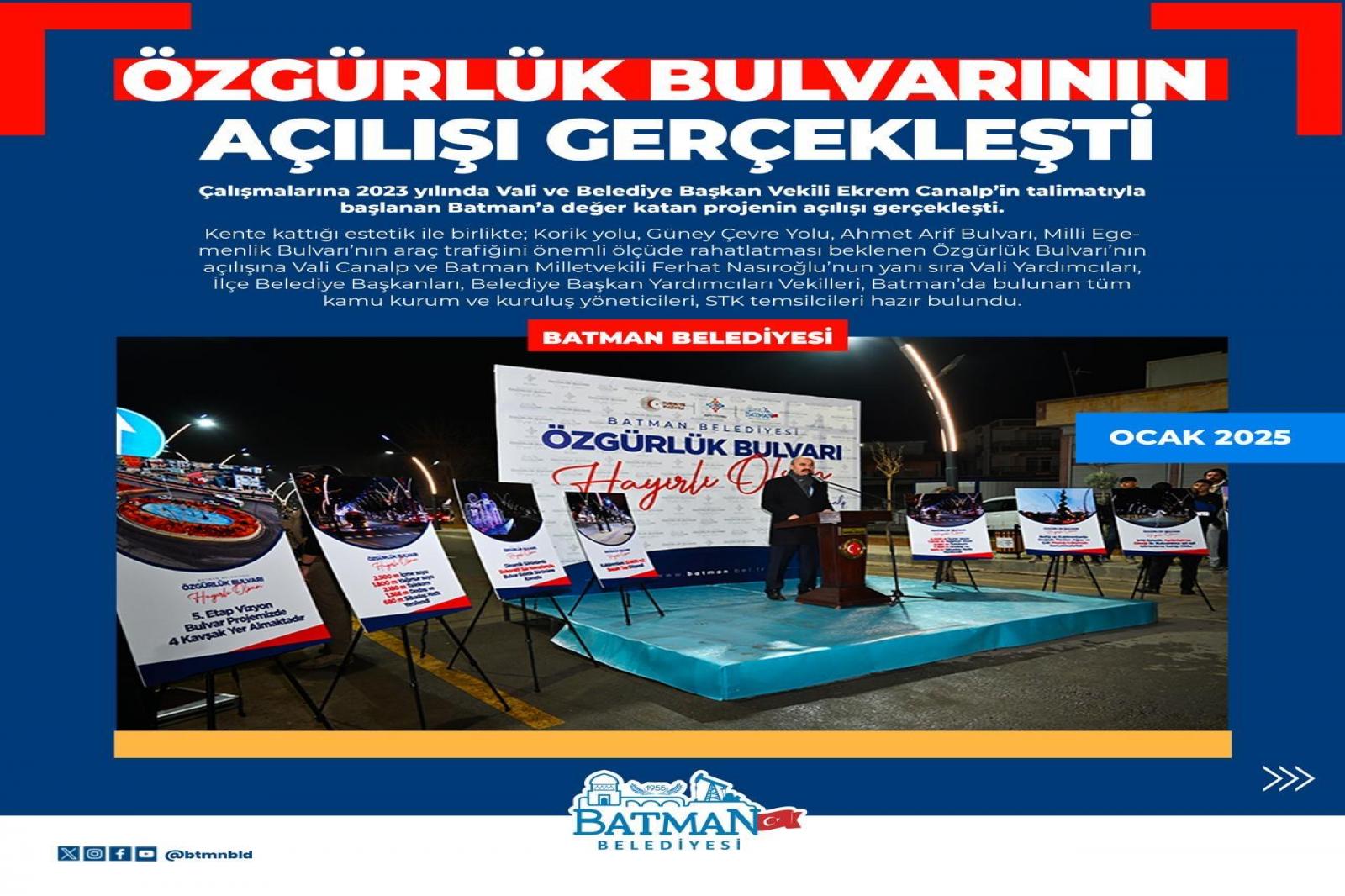 ÖZGÜRLÜK BULVARININ AÇILIŞI GERÇEKLEŞTİ