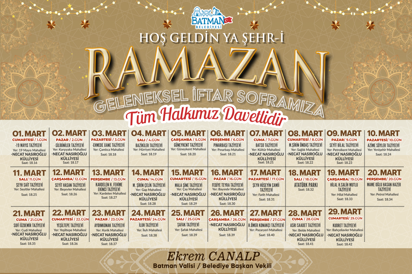 BATMAN BELEDİYESİ GELENEKSEL RAMAZAN İFTAR SOFRASI