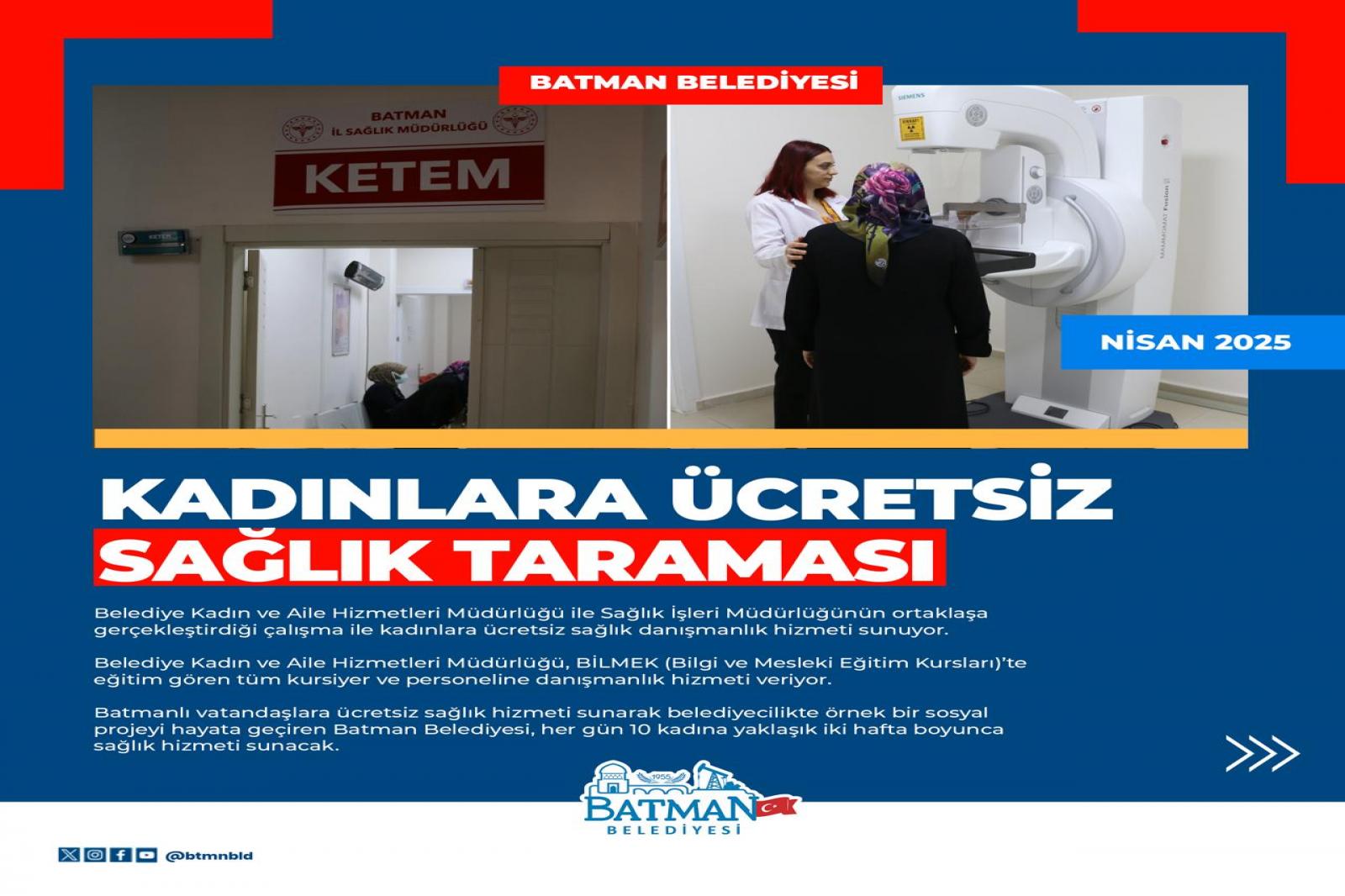  KADINLARA ÜCRETSİZ SAĞLIK TARAMASI