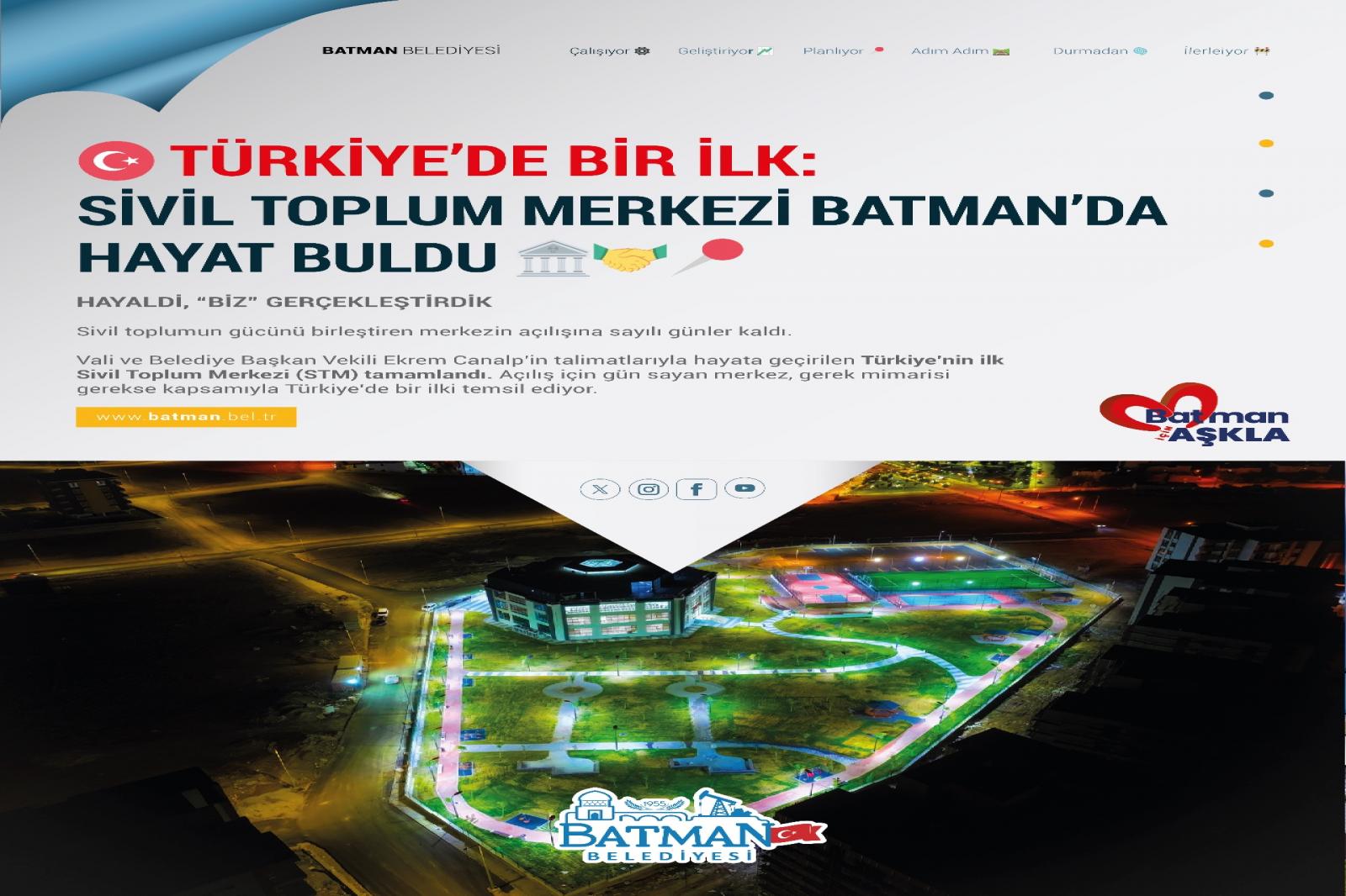  TÜRKİYE’DE BİR İLK: SİVİL TOPLUM MERKEZİ BATMAN’DA HAYAT BULDU