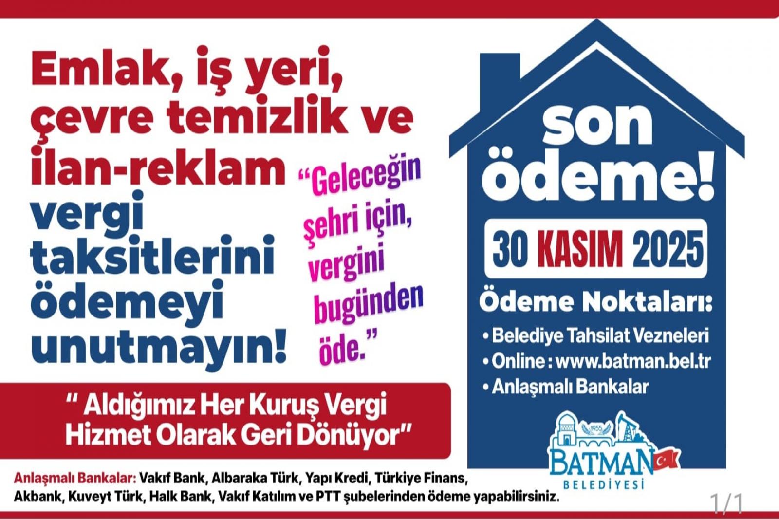 VERGİ BORÇLARINDA SON ÖDEME GÜNÜ 30 KASIM!