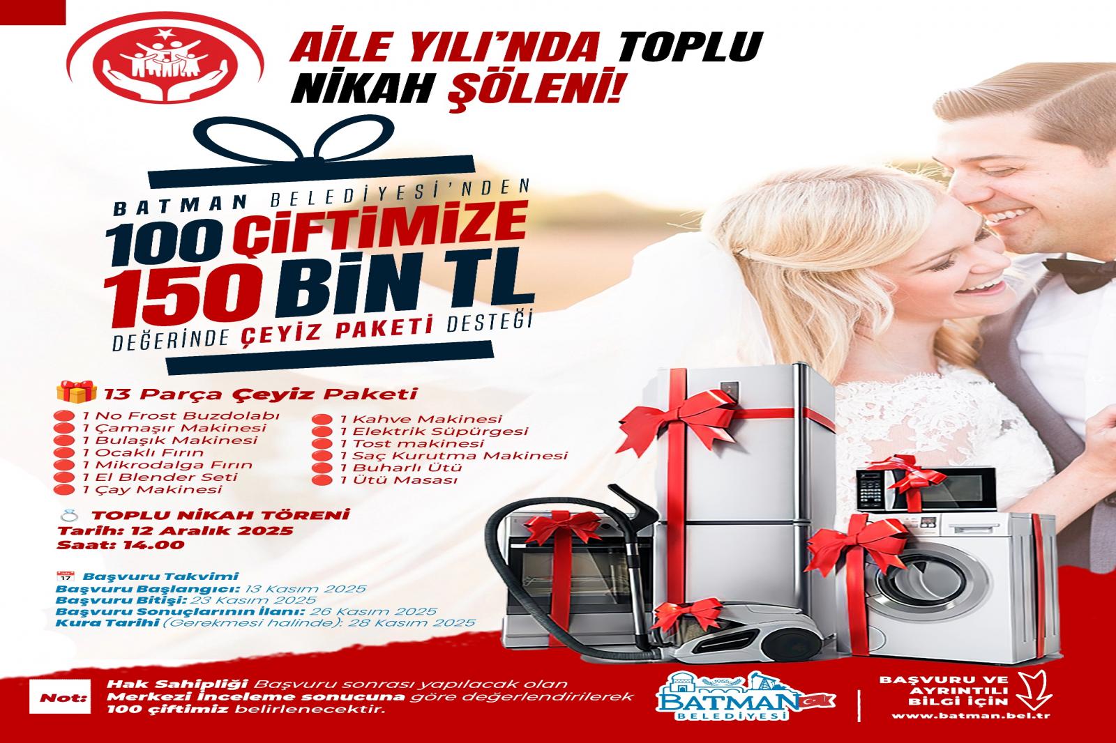 AİLE YILINDA 100 ÇİFTİMİZE ÇEYİZ DESTEĞİ VE TOPLU NİKÂH TÖRENİ