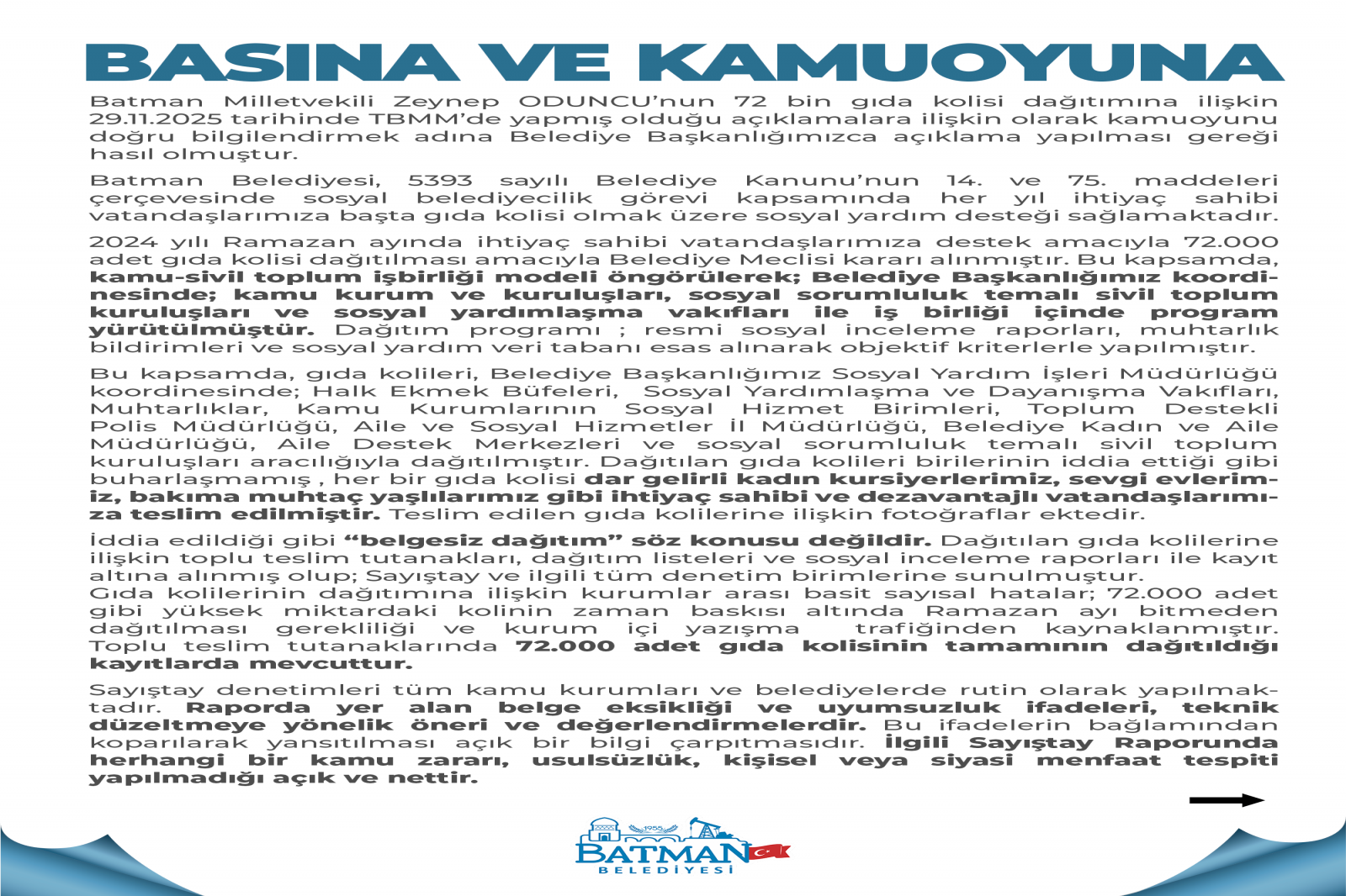 BASINA VE KAMUOYUNA