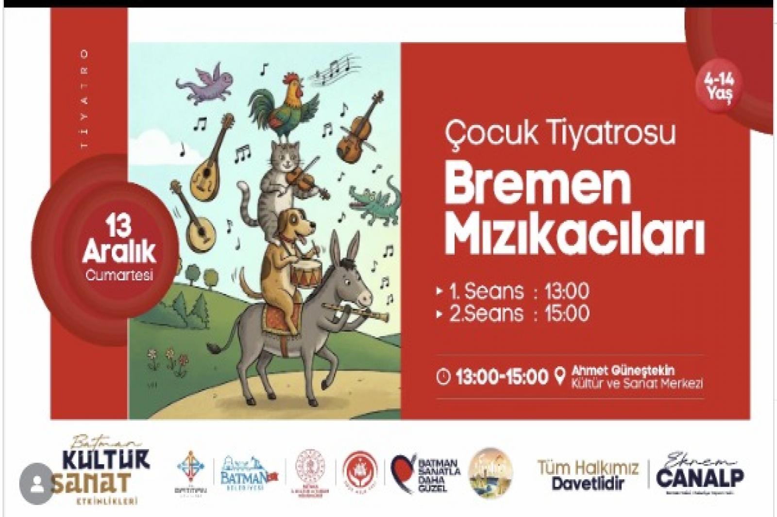 BREMEN MIZIKACILARI ÇOCUK TİYATROSU BU CUMARTESİ SAHNEDE